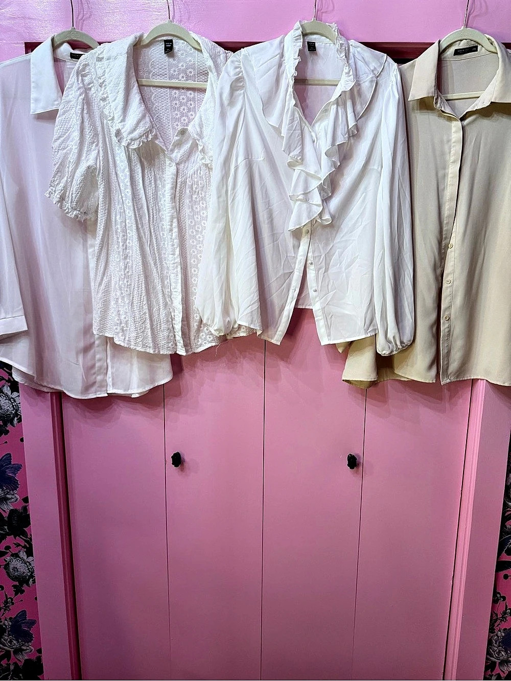 SHEIN Curve 4-Piece Blouse Lot White Cream Cottagecore Coquette Size 3XL